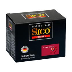 Sico Color Kondome, rot mit Erdbeergeschmack - 50 Condoms