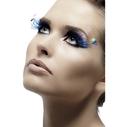 Eyelashes Blue with Feather Plumes Contains Glue