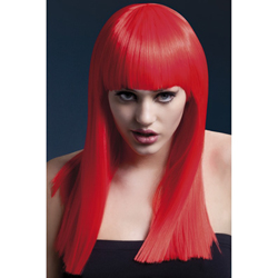 Fever Alexia Wig 19inch/48cm Neon Red Long Blunt Cut with Fringe