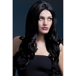 Fever Rhianne Wig 26inch/66cm Black Long Soft Curl with Centre Parting