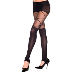 Leggings mit überkreuztem Streifendesign SCHWARZ