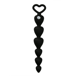 Zwarte Siliconen Anaal Beads Met Hartvormige Trekring