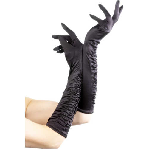 Lange glanzende handschoenen - Zwart