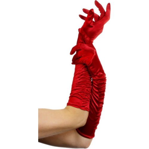 Lange glanzende handschoenen - Rood
