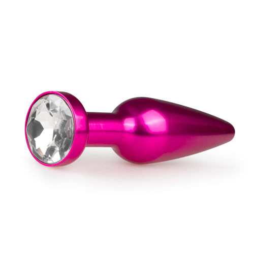 Metalen buttplug met diamant - roze