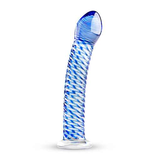 Glazen G-Spot/Prostaatdildo Met Ribbels - Blauw