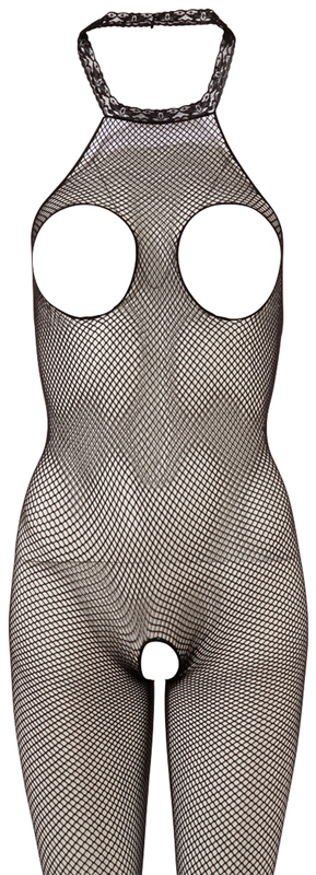 Open-cup net catsuit S-L