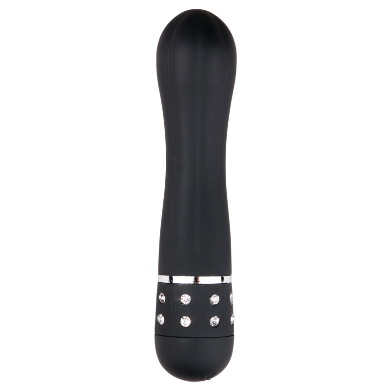 Zwarte mini vibrator met diamantjes