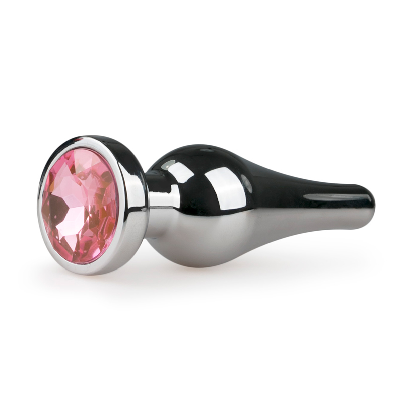 Buttplug met steentje - Zilver/Roze