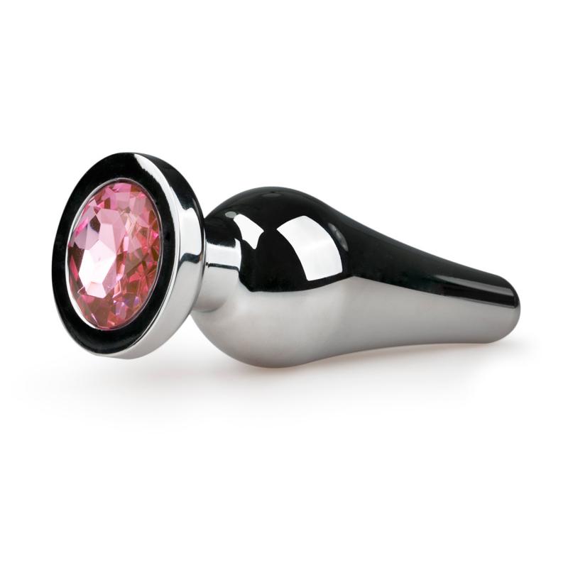 Buttplug met diamant - Zilver/Roze