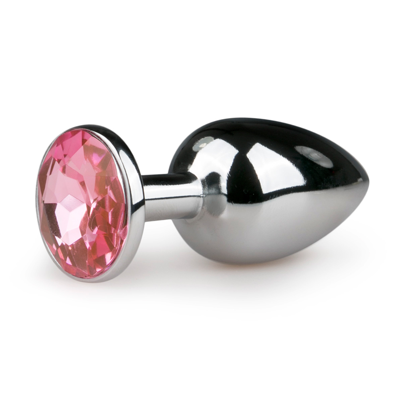 Buttplug met kristal - Zilver/Roze