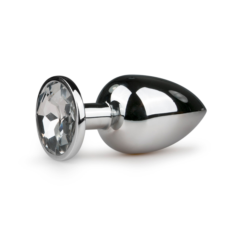 Zilveren metalen buttplug met kristal