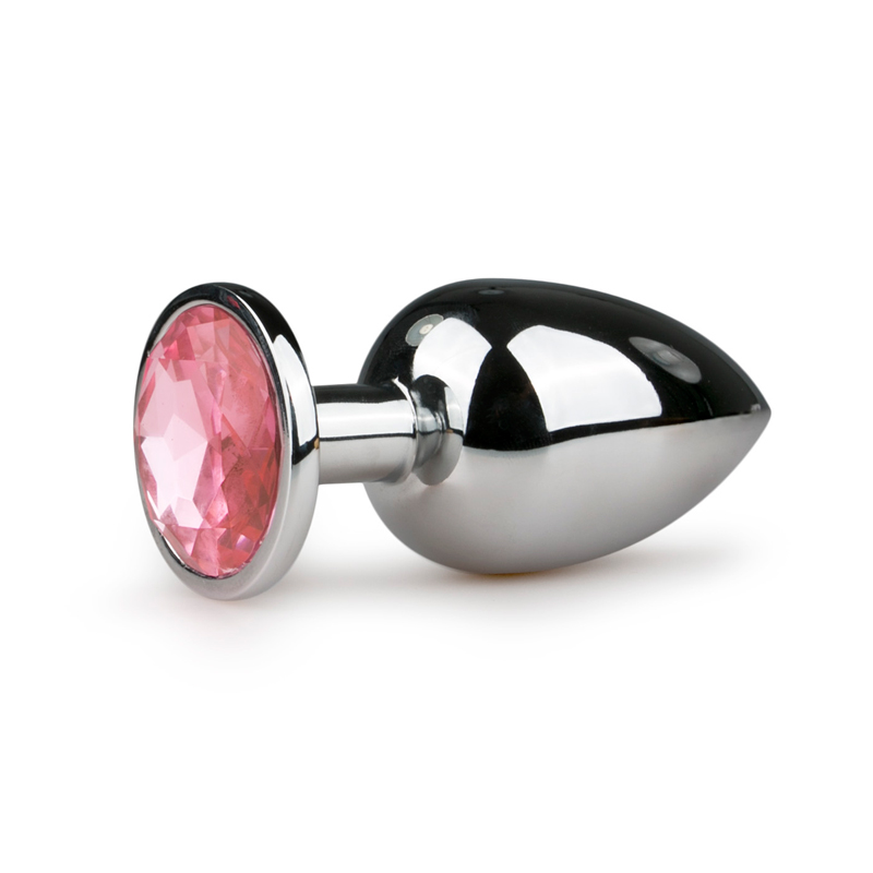 Grote buttplug met steen - Zilver/Roze