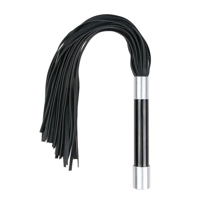 Zwarte lange flogger met handvat