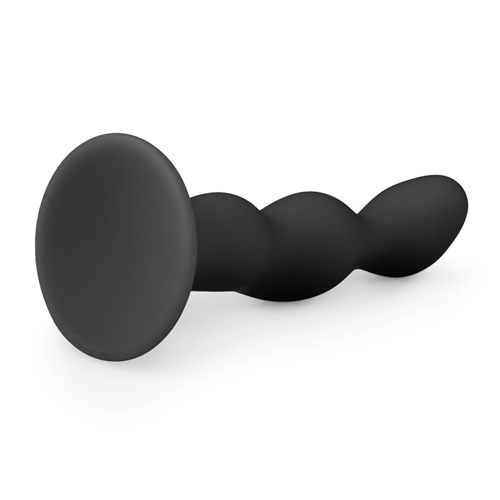 Geribbelde zwarte siliconen dildo